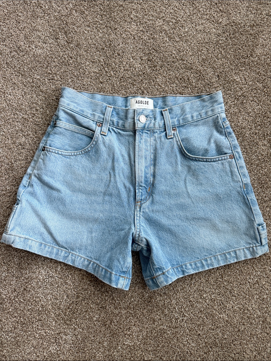 Agolde Madga Light Wash Denim Shorts